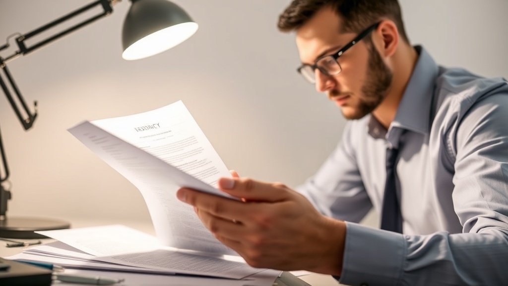 보험 약관을 꼼꼼히 비교하며 분석하는 개인의 모습